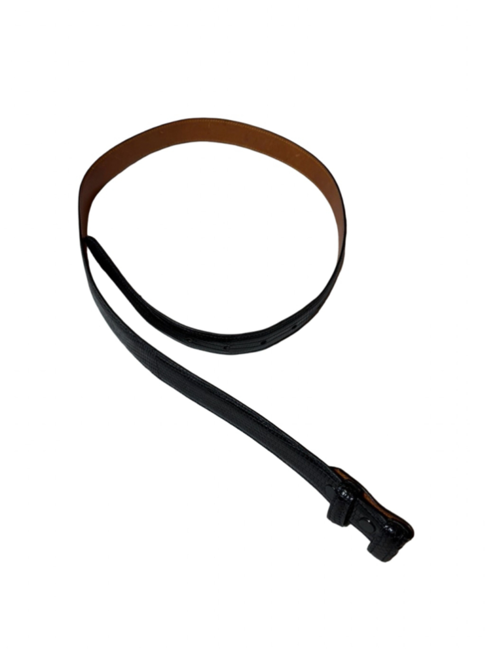 Dick Muller Black Genuine Java Lizard Leather Belt Strap No Buckle